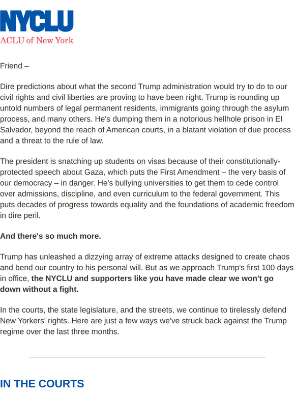 Trump's first 100 days and how we're fighting back