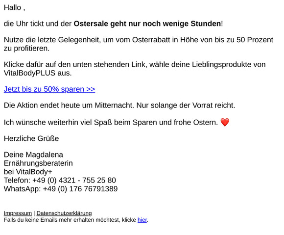 Wichtig: Nur noch heute