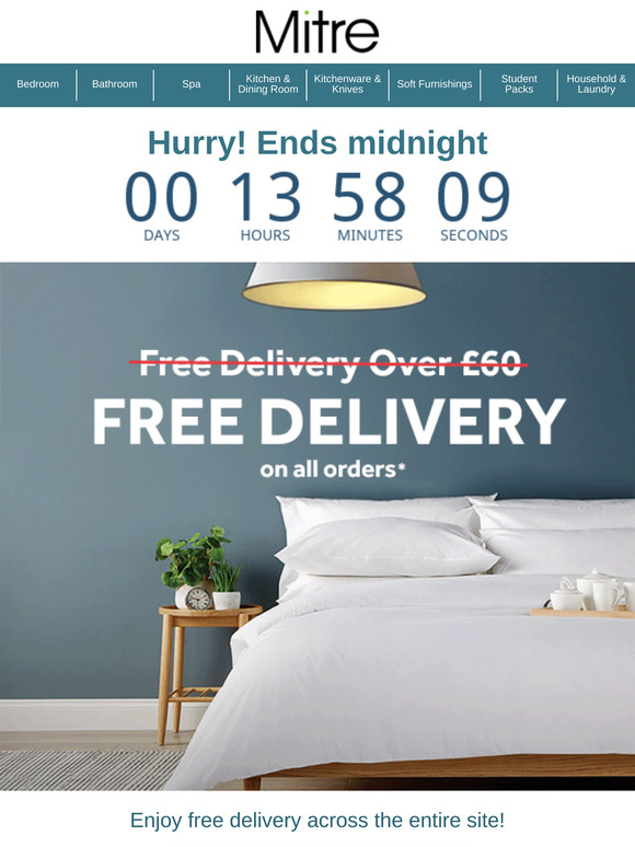 Hurry, free delivery ends midnight tonight!