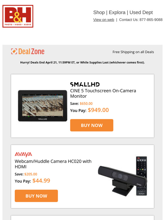Today's Deals: 💰$650.00 OFF! SmallHD CINE 5 Touchscreen On-Camera Monitor & More!