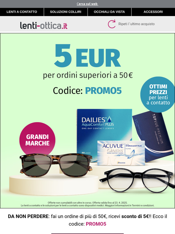 🛒 SCONTO ESCLUSIVO: Risparmia 5€ sugli ordini sopra 50€