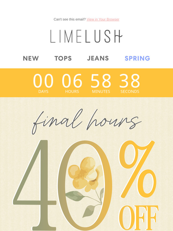 FINAL HOURS 😱🌼 40% OFF All Tops + Outerwear!!!