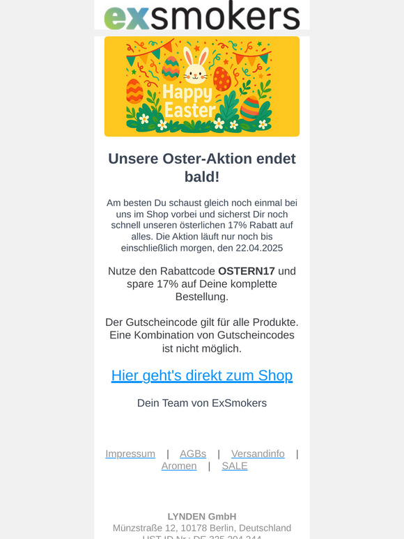 17% Rabatt  - NUR noch heute und morgen!