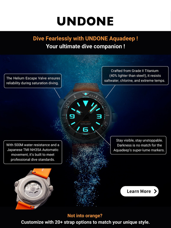 Grade II Titanium + 500M Water Resistance + Super-Lume Markers = Your ultimate dive companion 🌊 Get yours today!