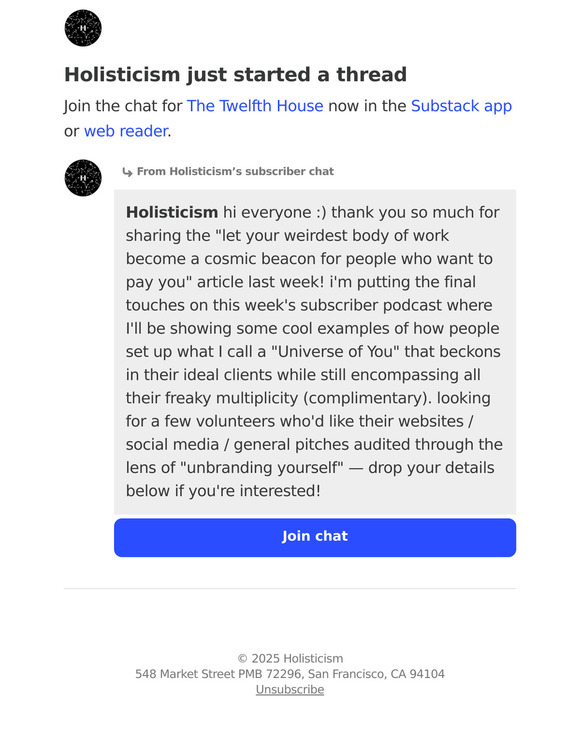 💬 New thread from Holisticism
