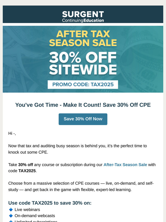 📚 Knock Out CPE with 30% Off - Use Code TAX2025!