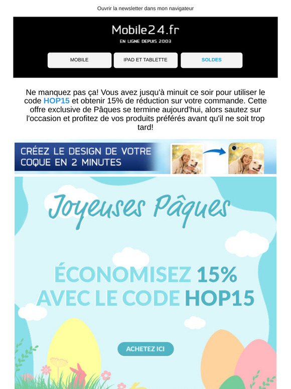 ⏰ Dernière Chance - 15% de Réduction avec Code HOP15!