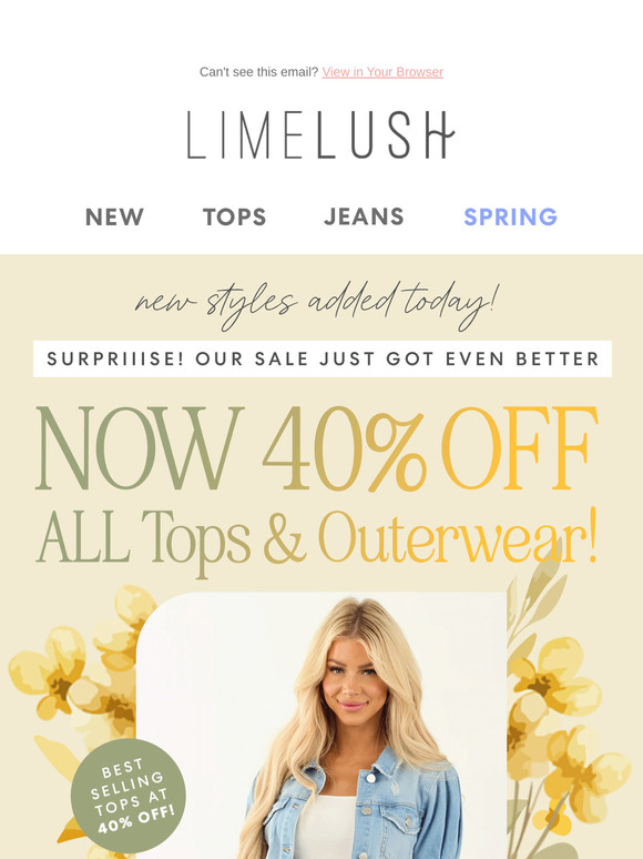 Our Sale Just Got BETTER 💝 40% OFF All Tops + Outerwear!!!
