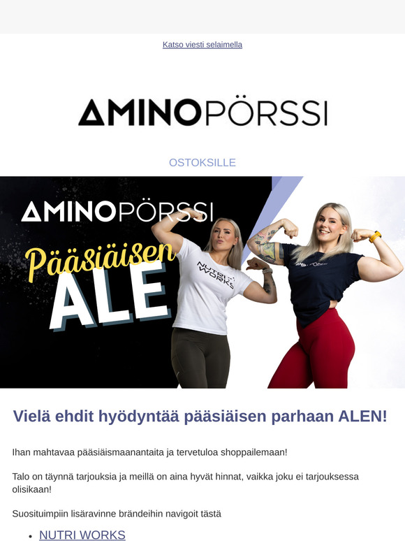 Vielä EHDIT: PÄÄSIÄISEN ALE lisäravinteita, treenivaatteet ja paljon varusteita jopa -50% 🤩