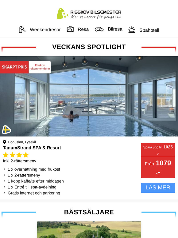 VECKANS SPOTLIGHT - 2 dagar från 1079,- inkl. SPA och 2-rättersmeny!