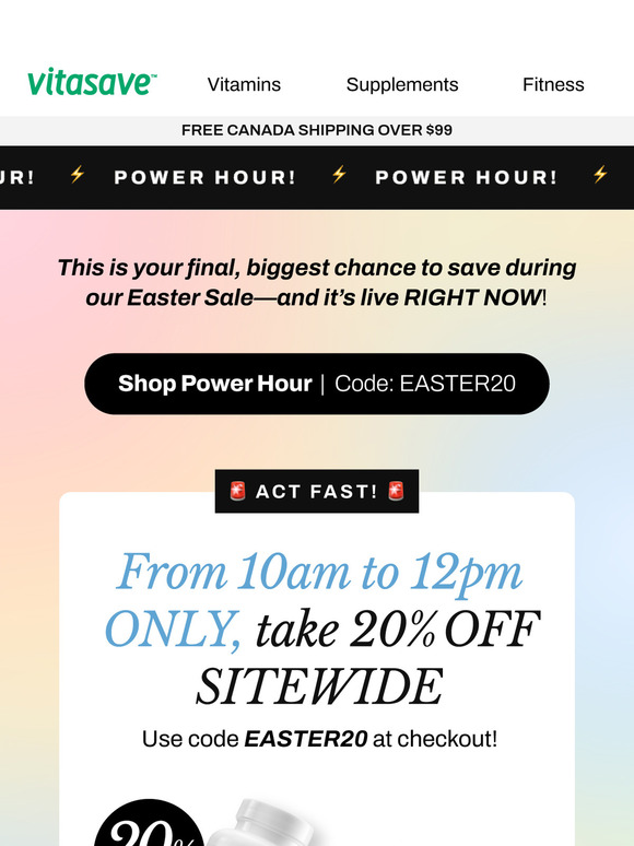 Power Hour Starts NOW – 20% OFF Sitewide for 2 Hours Only!