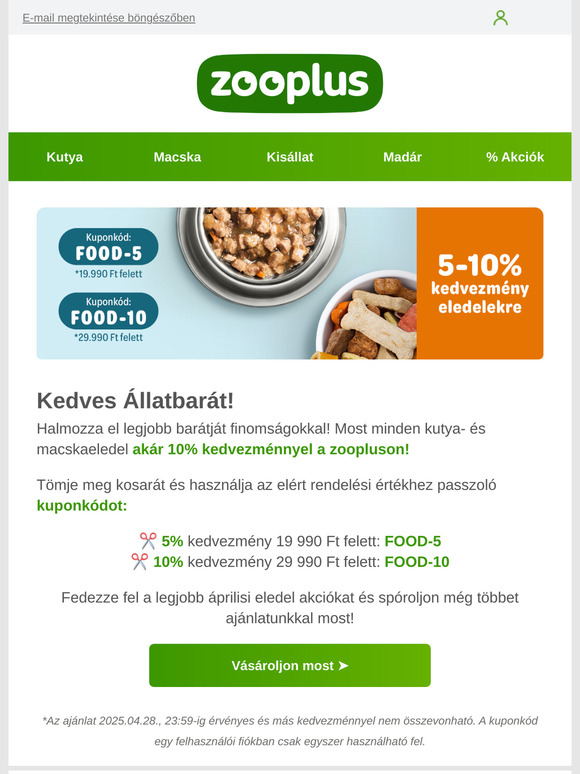 Akár 10%-os eledel kupon lehet az Öné ✂️