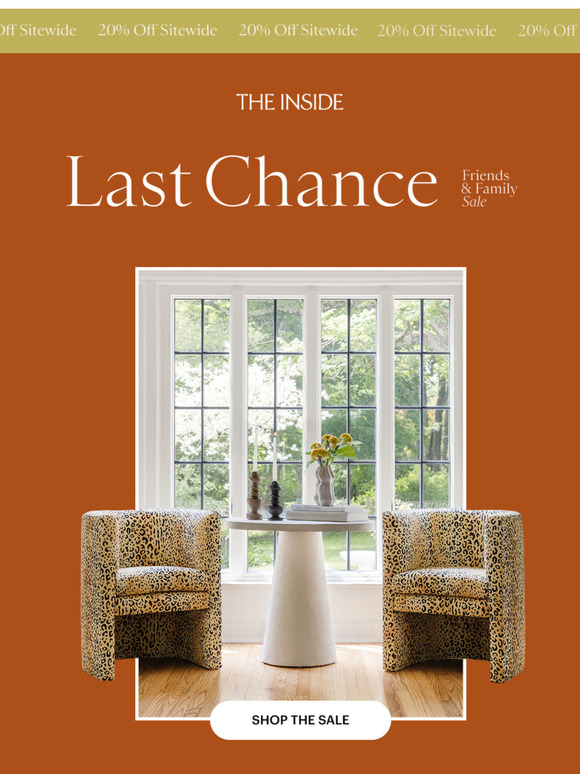 LAST CALL: 20% Off Everything!