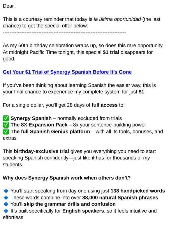 FINAL HOURS: Spanish Celebration discount ends at midnight