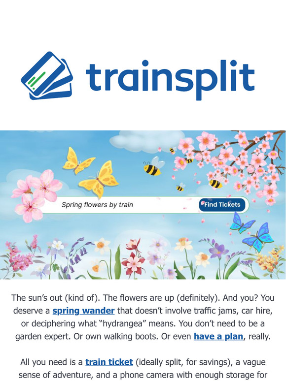 Escape the city. Find the flowers. Take the train.