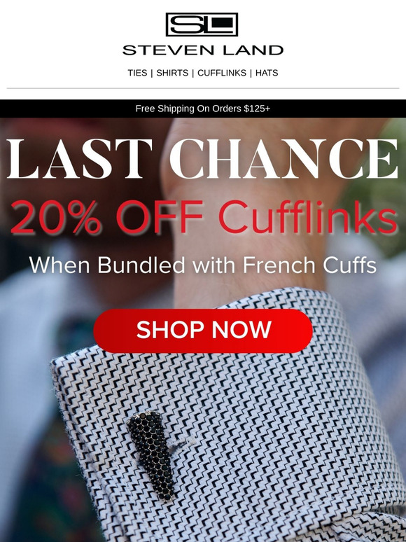 LAST CHANCE: 20% OFF CUFFLINKS