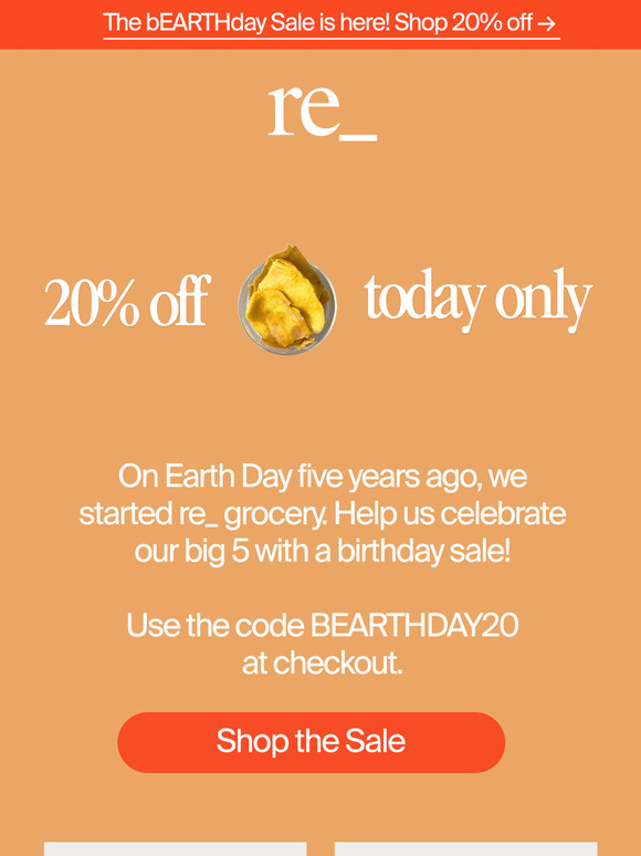 20% off for Earth Day/Birthday