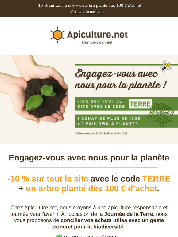 🌱 -10 % sur tout + un arbre planté