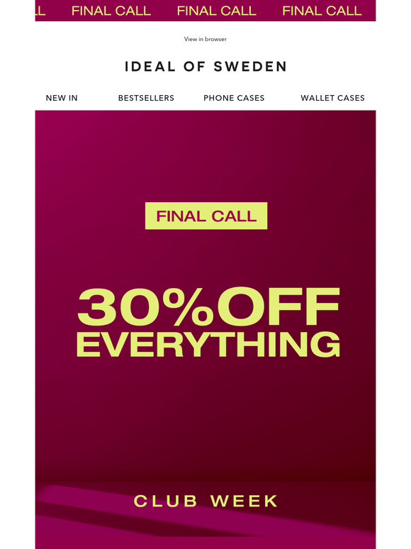 ENDS TODAY: 30% OFF EVERYTHING 💥
