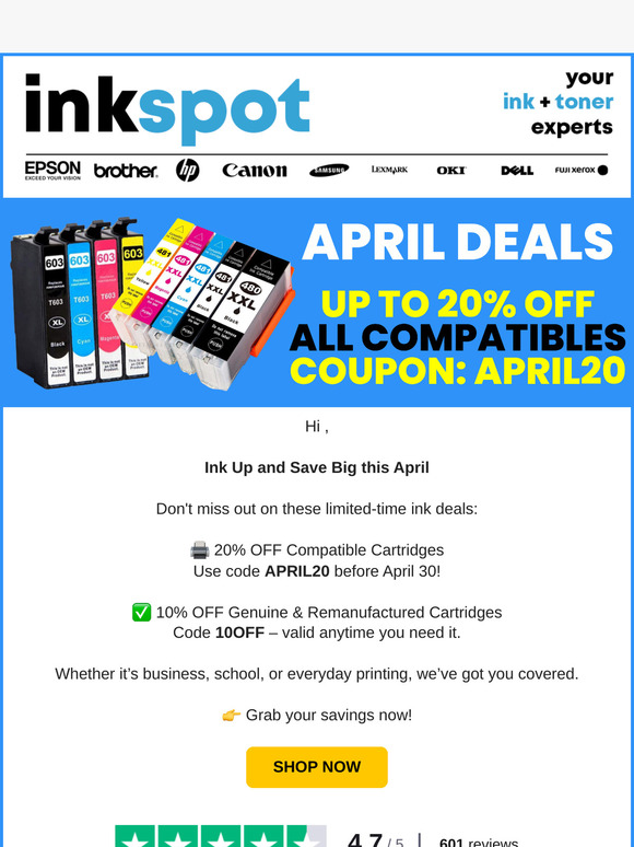 April Deal: Get 20% off compatibles