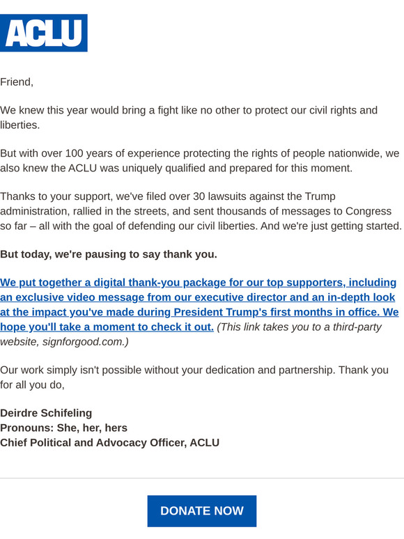 Exclusive impact report enclosed for you, ACLU Supporter