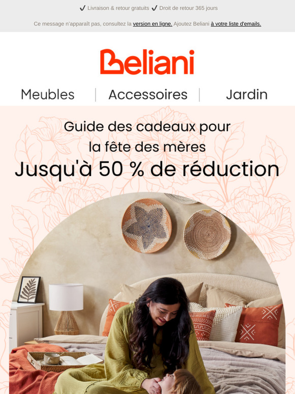 Jusqu'à 50 % de réduction sur les cadeaux pour la fête des mères