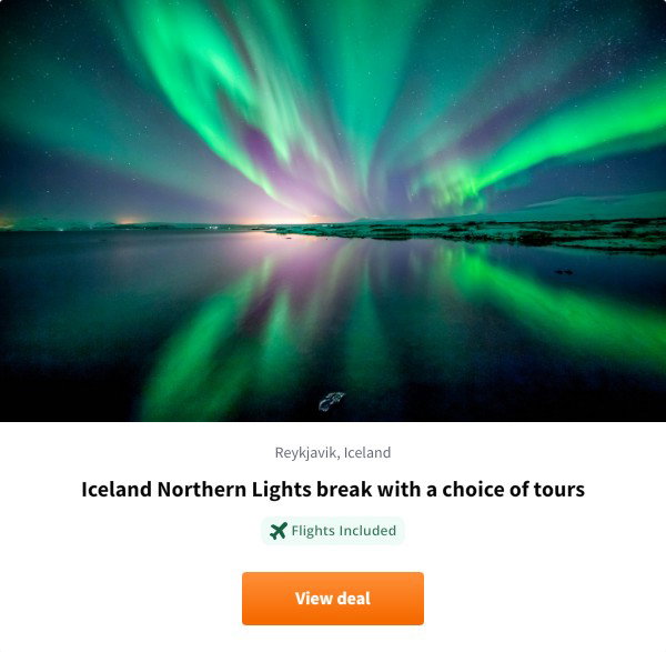 Iceland Northern Lights break with a choice of tours