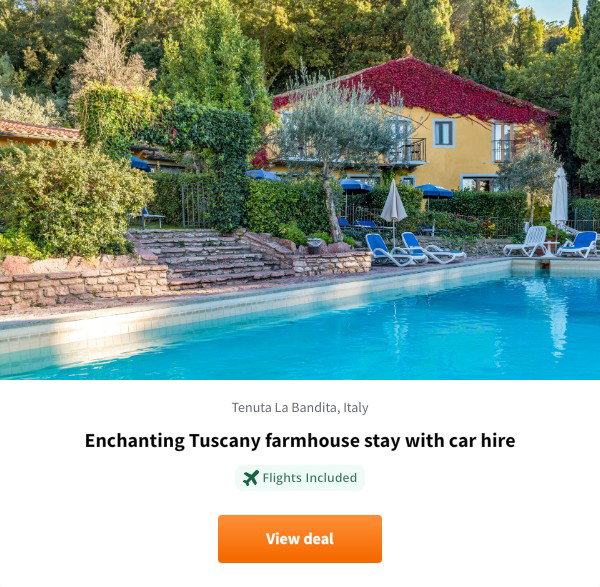 Enchanting Tuscany farmhouse stay with car hire