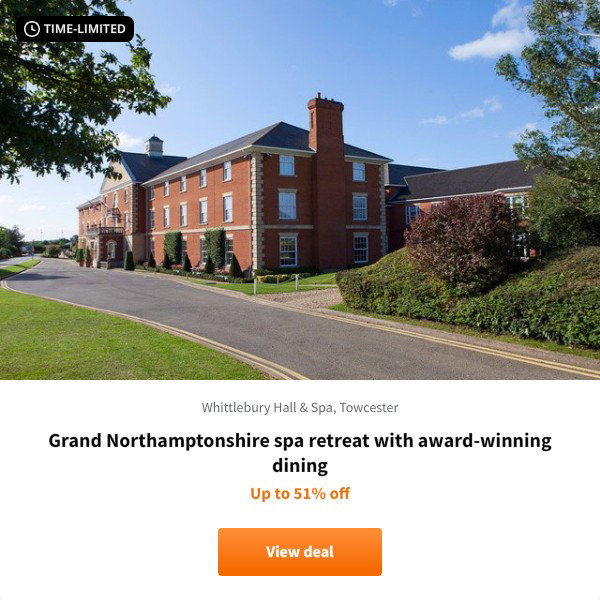 Grand Northamptonshire spa retreat with award-winning dining