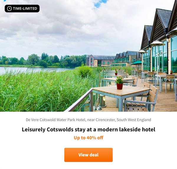 Leisurely Cotswolds stay at a modern lakeside hotel