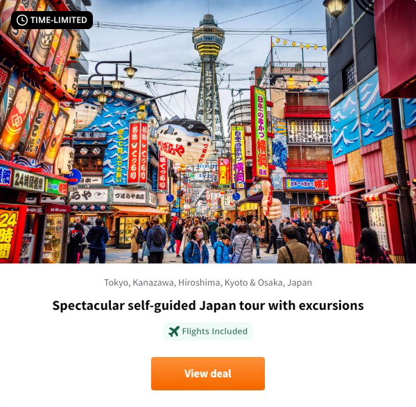 Spectacular self-guided Japan tour with excursions