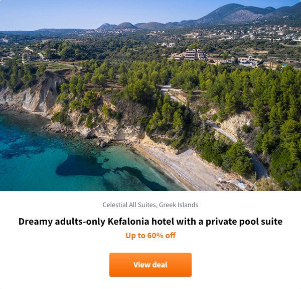Dreamy adults-only Kefalonia hotel with a private pool suite