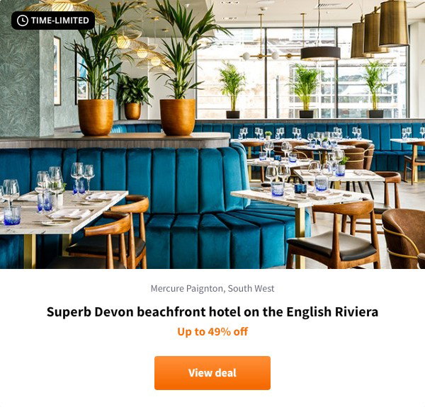 Superb Devon beachfront hotel on the English Riviera