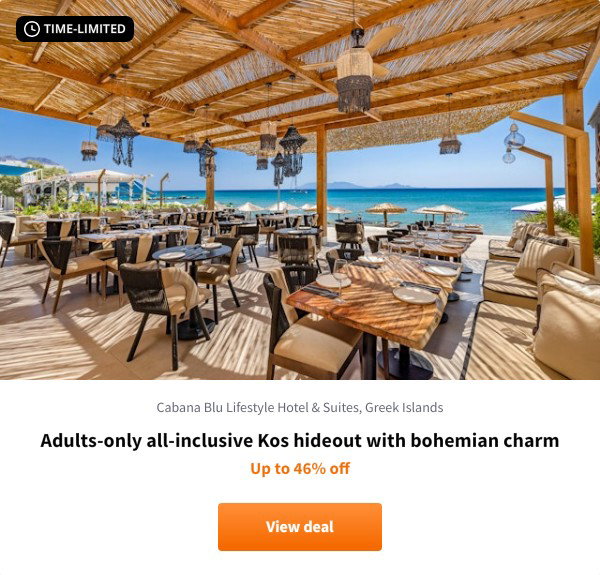 Adults-only all-inclusive Kos hideout with bohemian charm