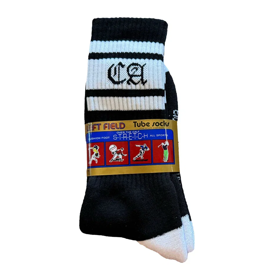 LA/CA Black and White Striped Bamboo Tube Socks