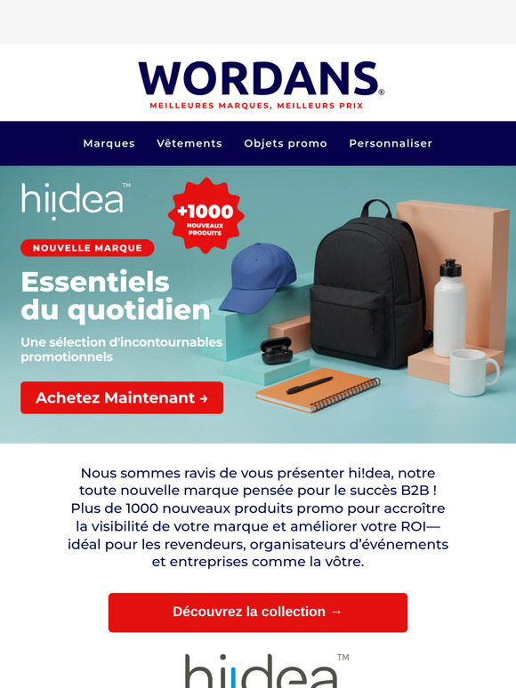 🎯 Nouveaux produits hi!dea : Boostez votre marque avec +1000 essentiels B2B !