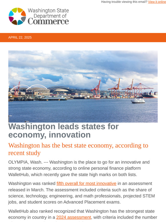 Washington leads states for economy, innovation