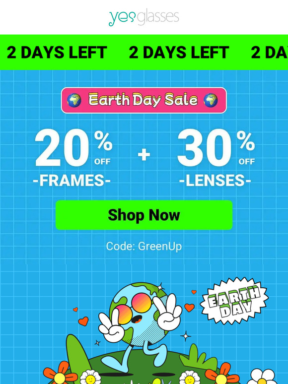 Earth Day Sale: 20% Off Frames + 30% Off Lenses  👓🌎
