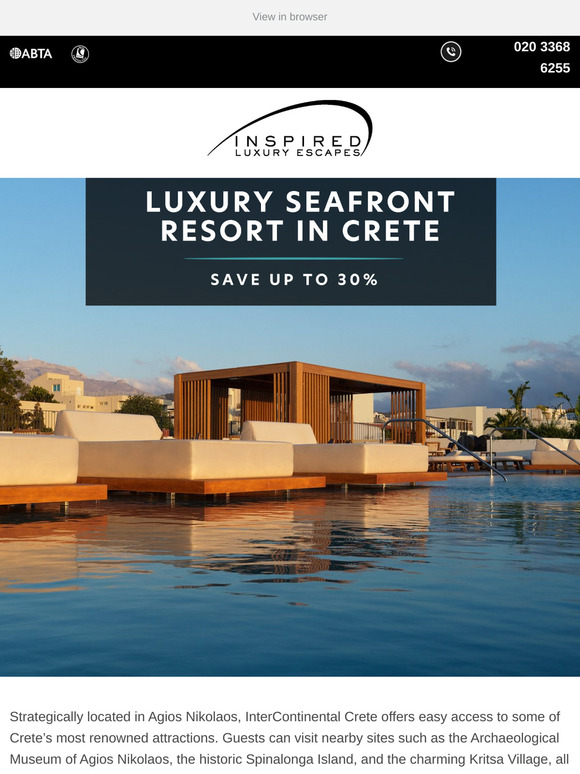 Stay in the wonderful Intercontinental Hotel, Crete🍹