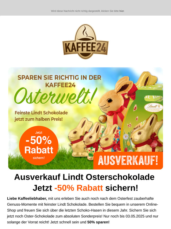 Ausverkauf❗Lindt Oster-Schokolade zum halben Preis sichern 🐰