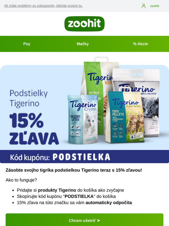 15% zľava na Tigerino podstielky 🐱