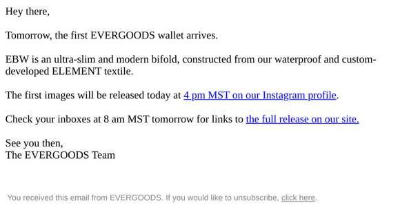 Tomorrow: Our First Wallet