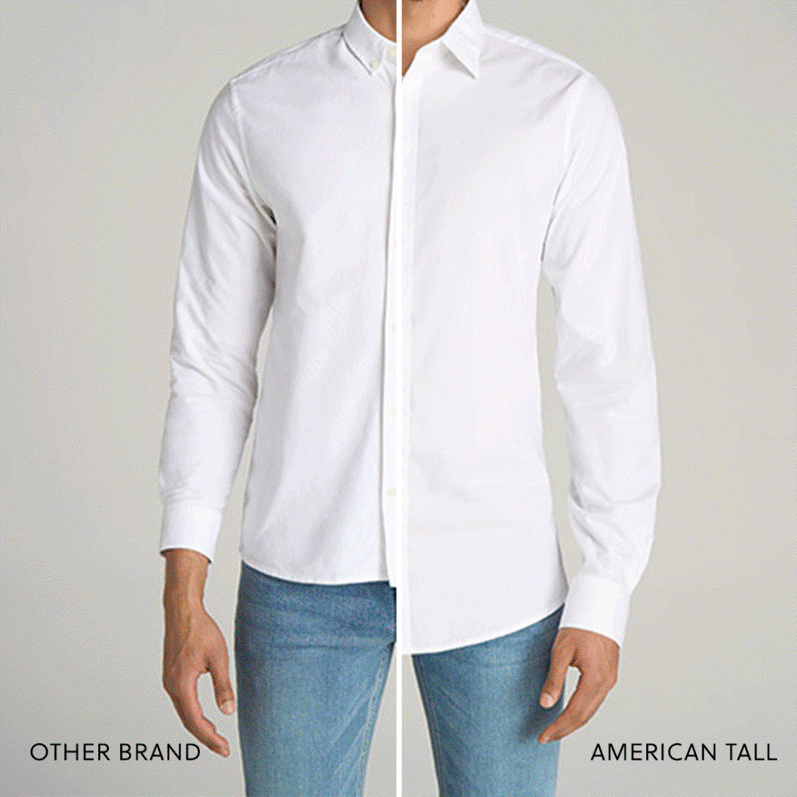 image showing comparison in length between other brands and American Tall