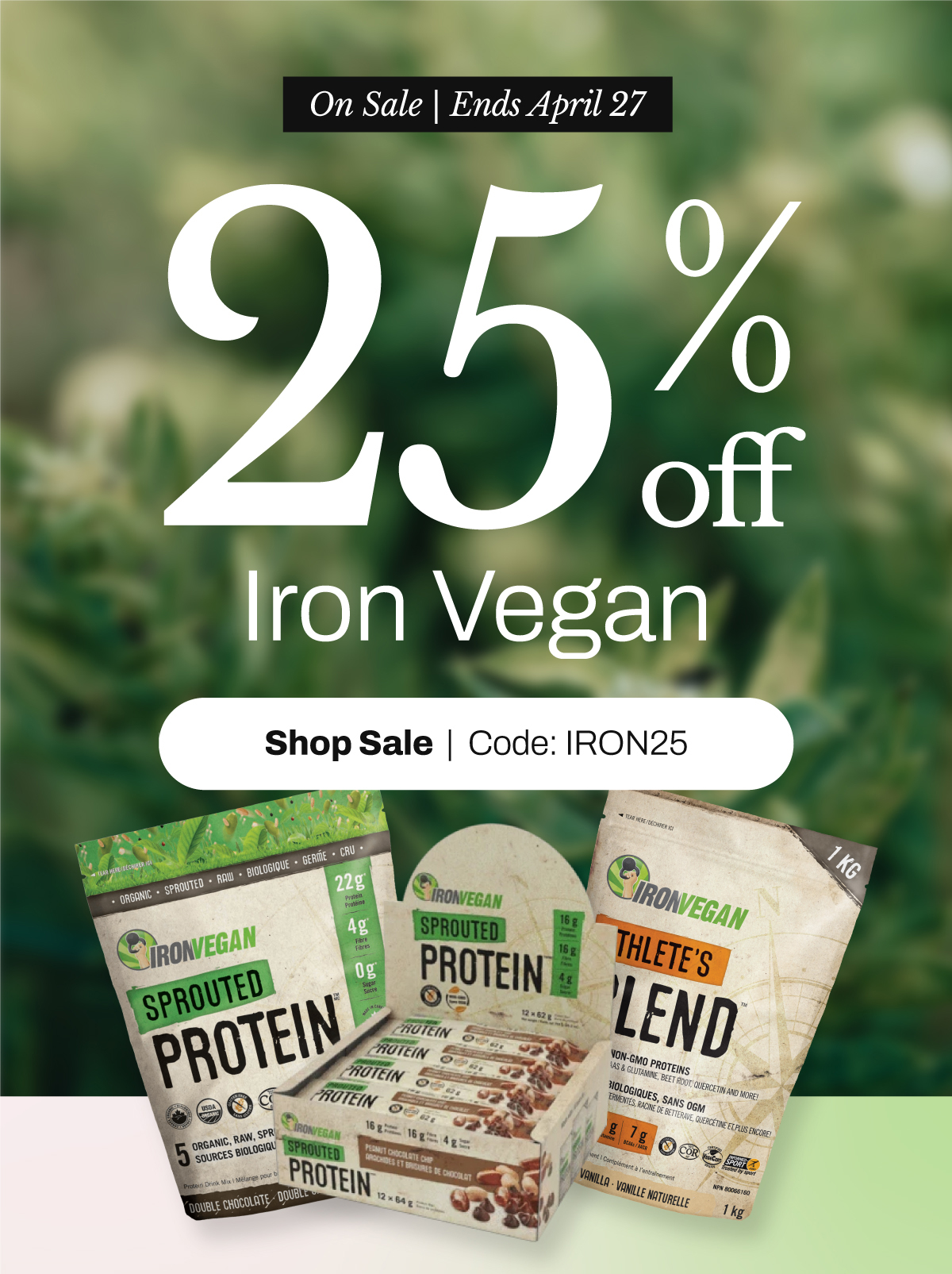 On Sale 25% OFF Iron Vegan SHOP SALE Code: IRON25, ends April 27.