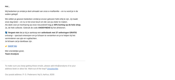 40% korting op alles. Alleen vandaag.
