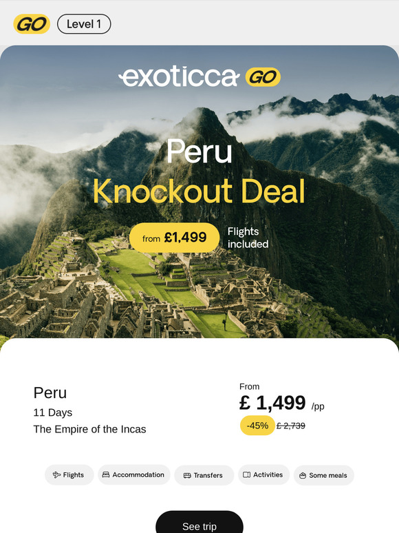 Peru from £1.499: Exoticca GO Knockout Deal 🥊💥