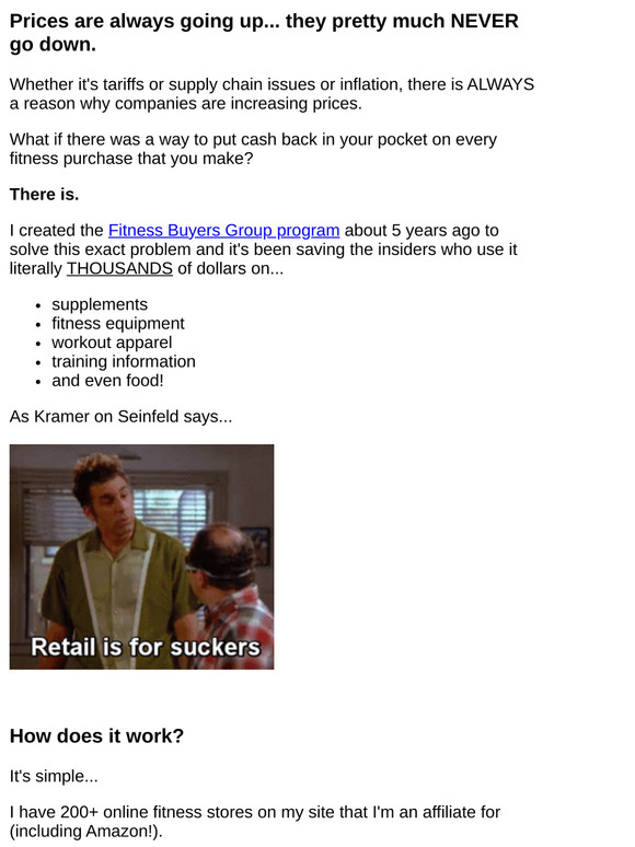 Discover my "insider" secret to beating price hikes on your fitness purchases...