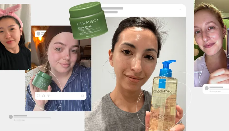 A collage of Allure editors holding their favorite makeup removers