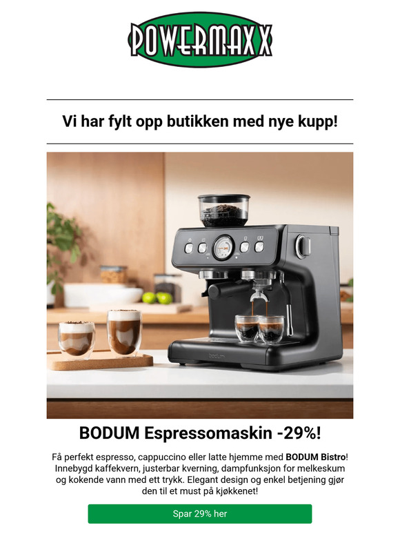 Nye tilbud ute nå – Espressomaskin, campingmøbler, fiskeutstyr og mer!