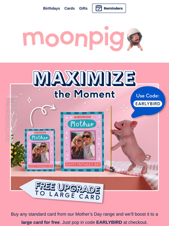 Free large card upgrade – just for Mother’s Day 💐